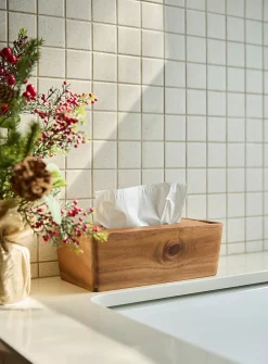 Acacia wood tissue box