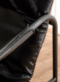 Accent stitching faux-leather lounge chair