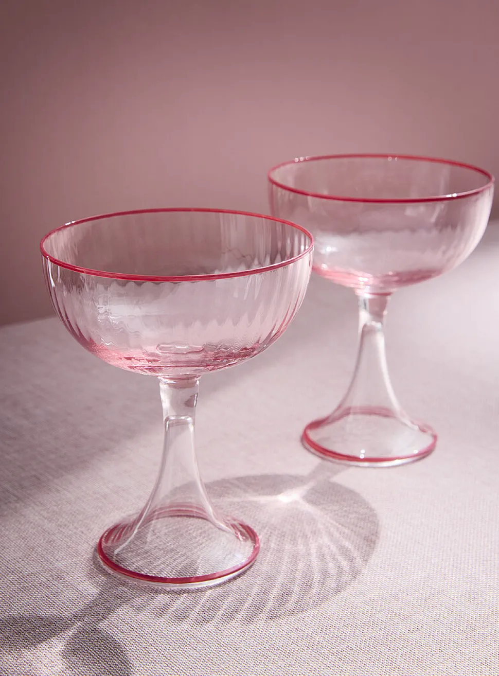 Accent trim pink cocktail glasses