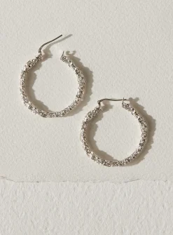 Amalgam large sterling silver hoops
