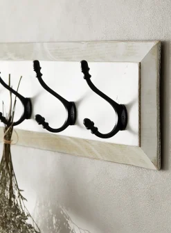Antique 5-hook wall coat rack