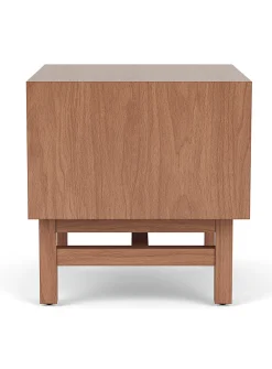 Architectural shelved walnut bedside table
