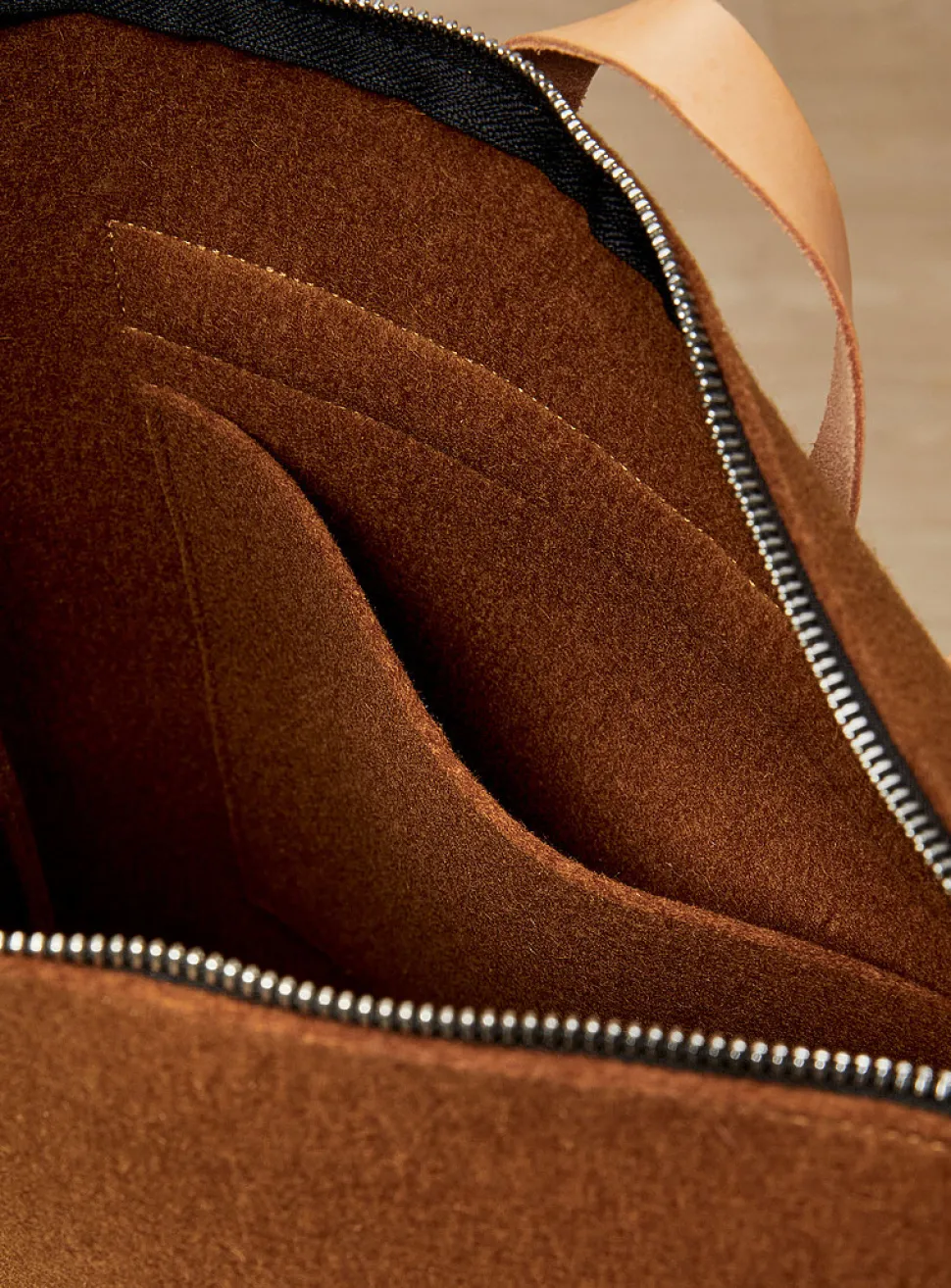 Auguste leather and wool felt backpack