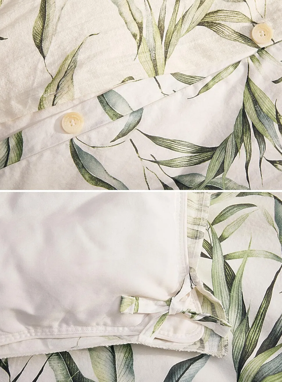 Bamboo leaves slub cotton duvet cover set