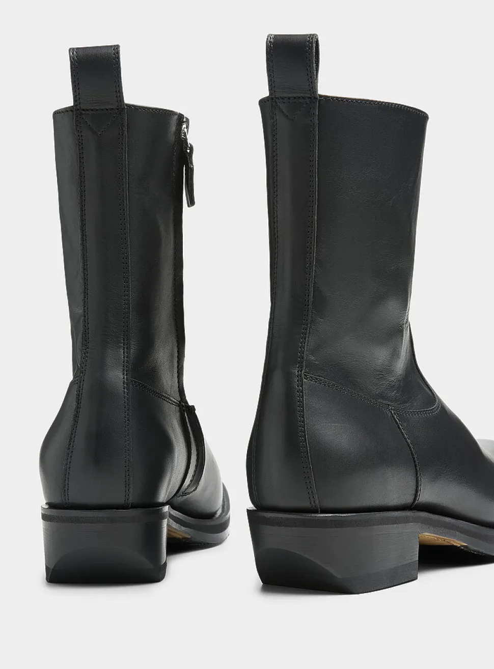 Barcelona black leather square-toe cowboy boots