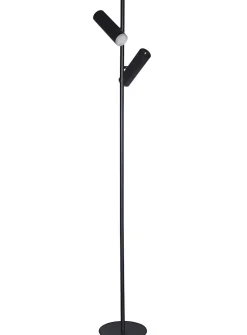 Black double head projection floor lamp
