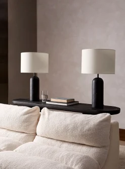 Black resin base table lamps