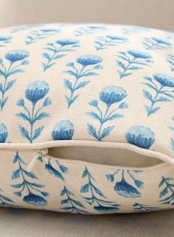 Blue flowers removable-cover outdoor cushion