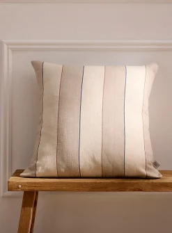 Broad stripes linen-blend removable-cover cushion