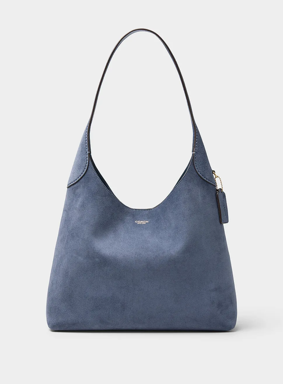 Brooklyn blue suede hobo bag