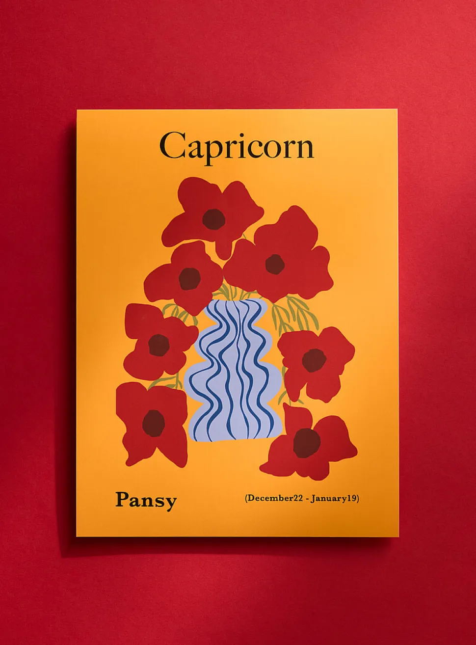 Capricorn floral zodiac poster