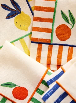 Citrus and stripes cocktail napkins