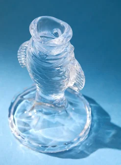 Clear glass fish candleholder