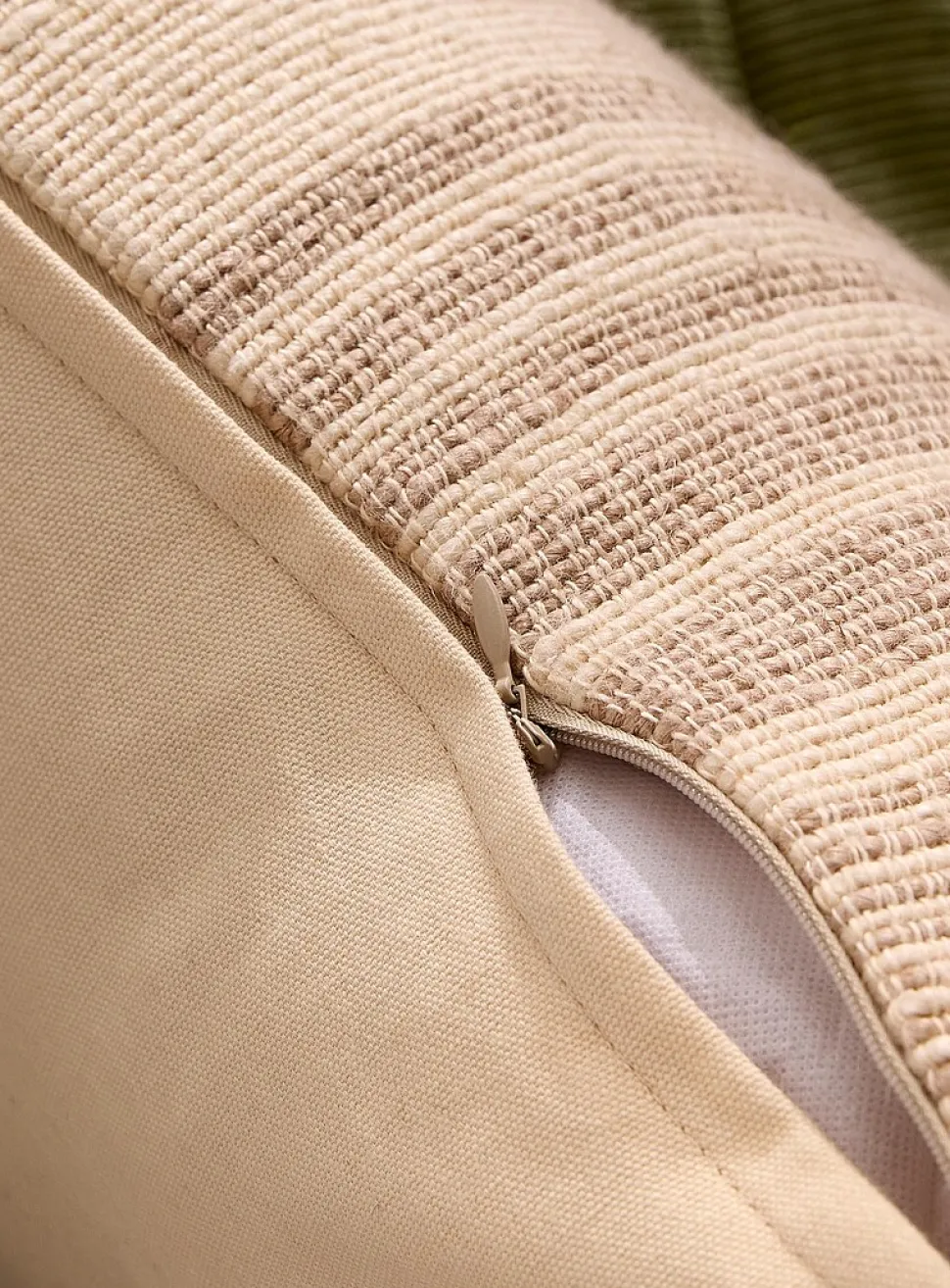 Coffee cream textured striped removable cover cushion
