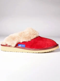 Collared sheepskin mule slippers with sole