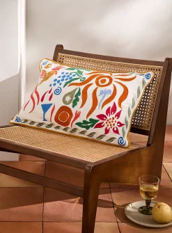 Colourful summer embroidery removable-cover cushion
