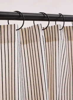 Contrasting stripes woven shower curtain