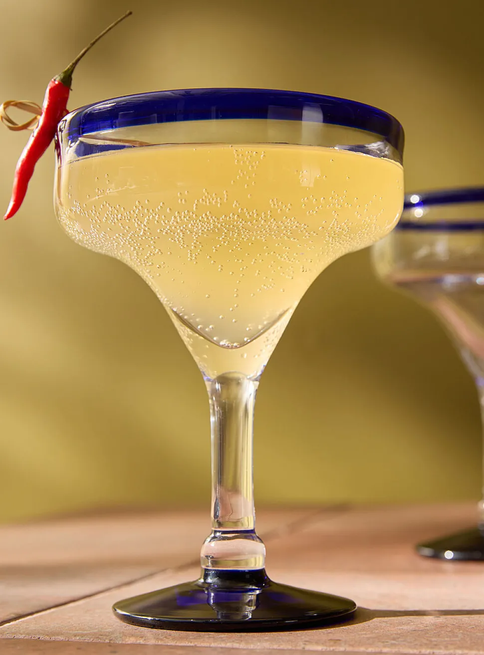 Contrasting trim large cocktail glasses