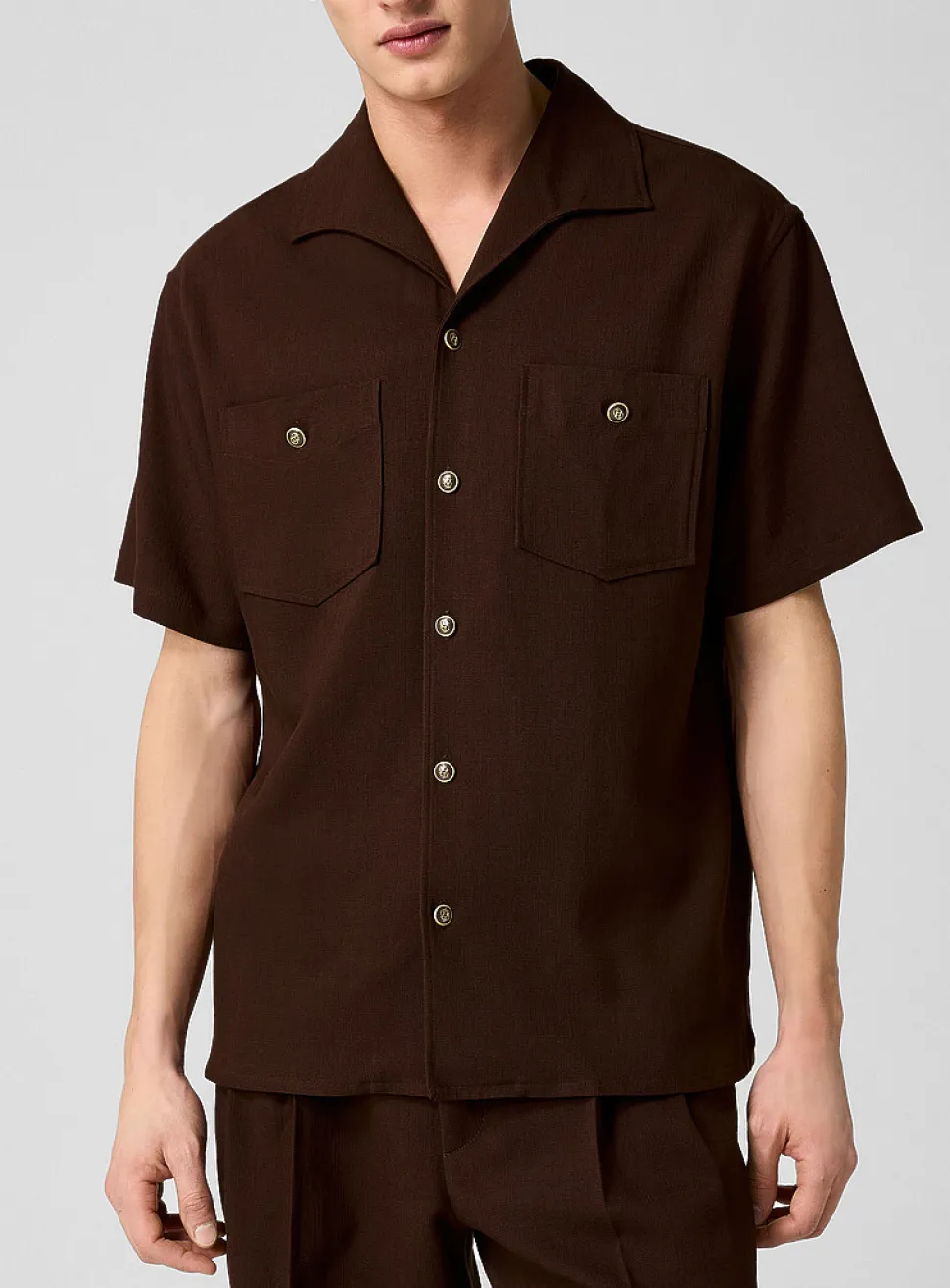 Cuban collar shirt with pockets