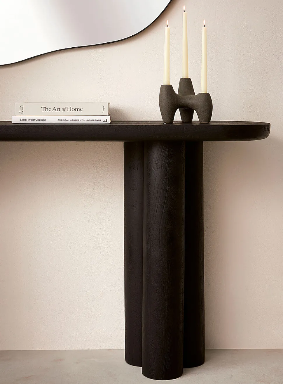 Cylindrical base retro-modern console table