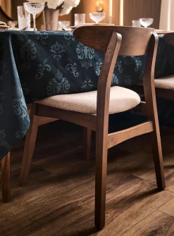 Dark walnut finish curved backrest chairs
