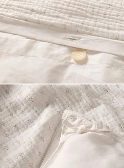 Delicate-pattern organic cotton gauze duvet cover set