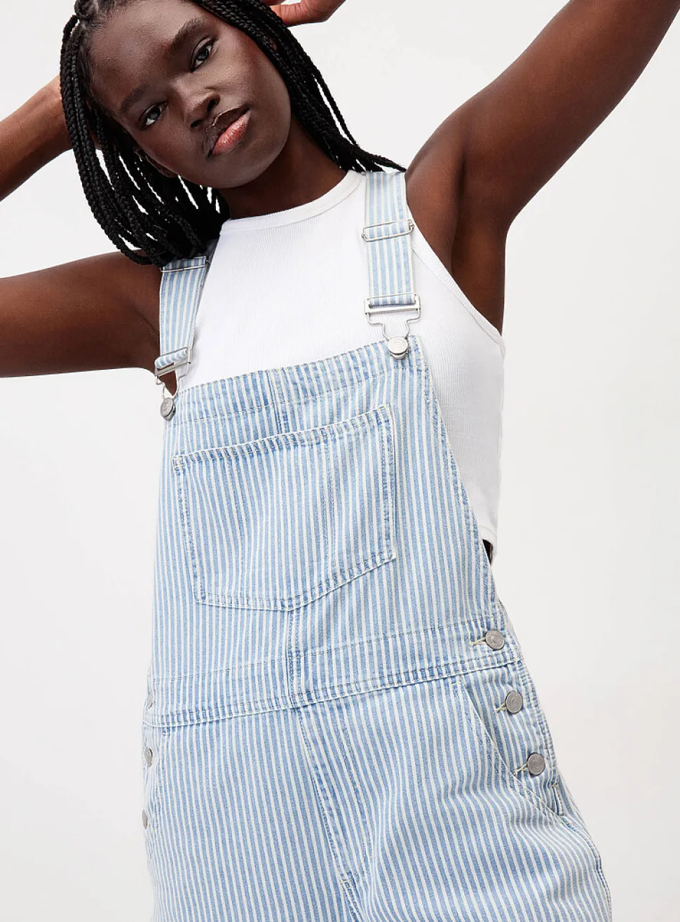 Denim overall shorts