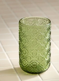 Embossed daisies large glass