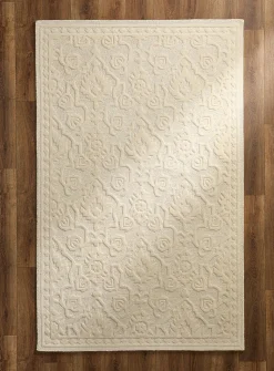 Embossed flowers plain handmade rug