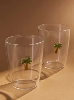 Embossed palm tree glasses