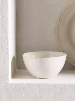 Embossed polka dots small white bowl