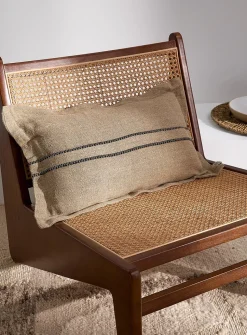 Embossed stripes pure linen removable-cover cushion
