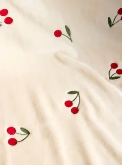 Embroidered cherries soft plush throw