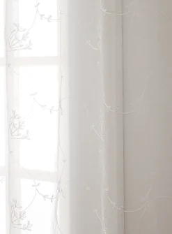 Embroidered flowers sheer curtain