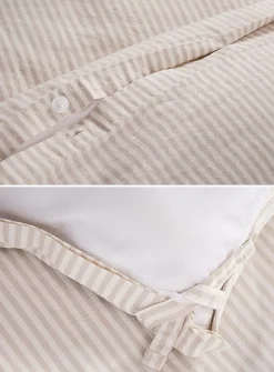 Fine stripes pure organic cotton duvet cover set