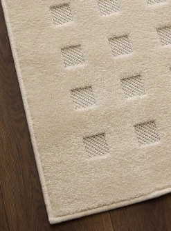 Flat-woven checkers ivory rug