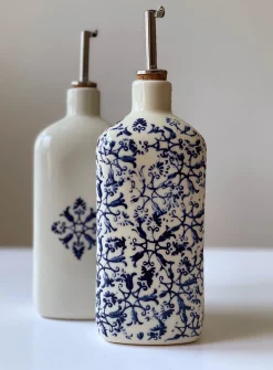 Floral tapestry porcelain oil cruet set