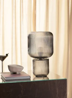 Fluted glass table lamp