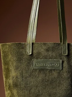 Genuine nubuck leather reversible tote
