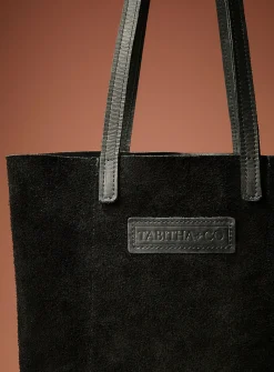 Genuine nubuck leather reversible tote