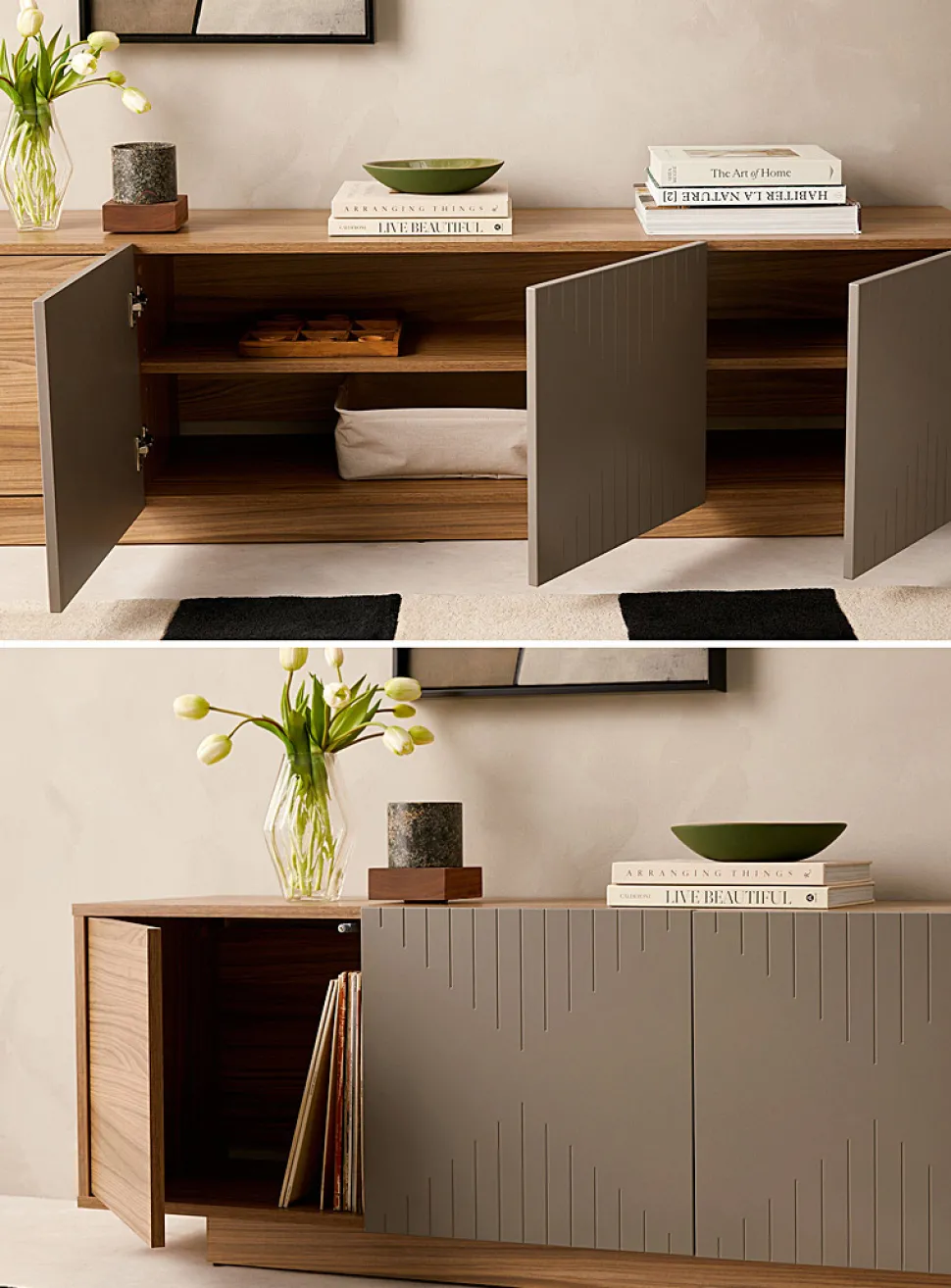 Geometric grooves TV unit
