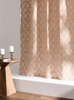 Geometric mosaic chenille knit curtain