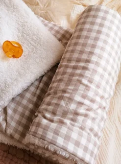 Gingham and high pile fleece baby blanket