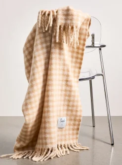 Gingham check faux-mohair throw