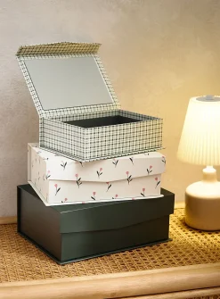 Gingham pattern small jewellery box