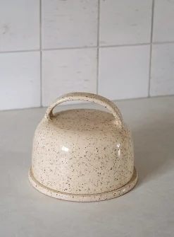 Glazed stoneware butter dish