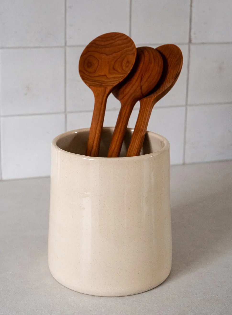 Glazed stoneware utensil pot