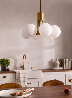 Golden floral ode hanging lamp