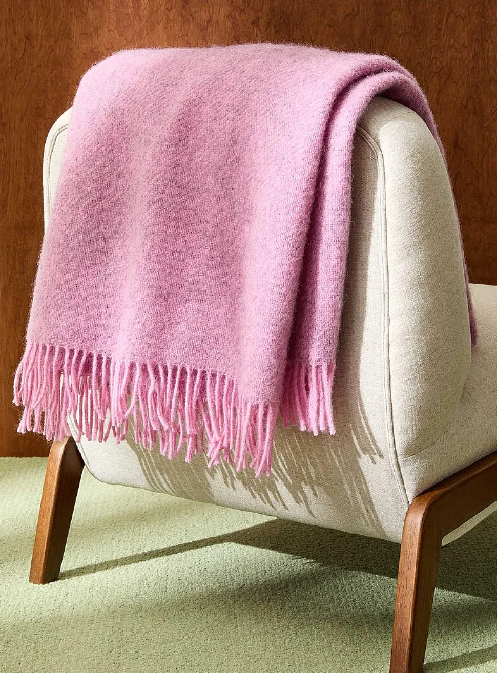 Gotland wool fringed fuzzy throw