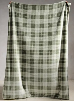 Green checkers soft plush throw